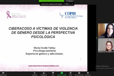 Celebrado el seminario web "Ciberacoso a v&iacute;ctimas de violencia de g&eacute;nero desde la perspectiva psicol&oacute;gica" organizado por el COPIB